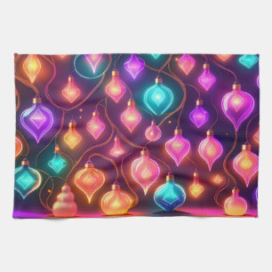 Multicolor Christmas Lights Patterned Kitchen Towel