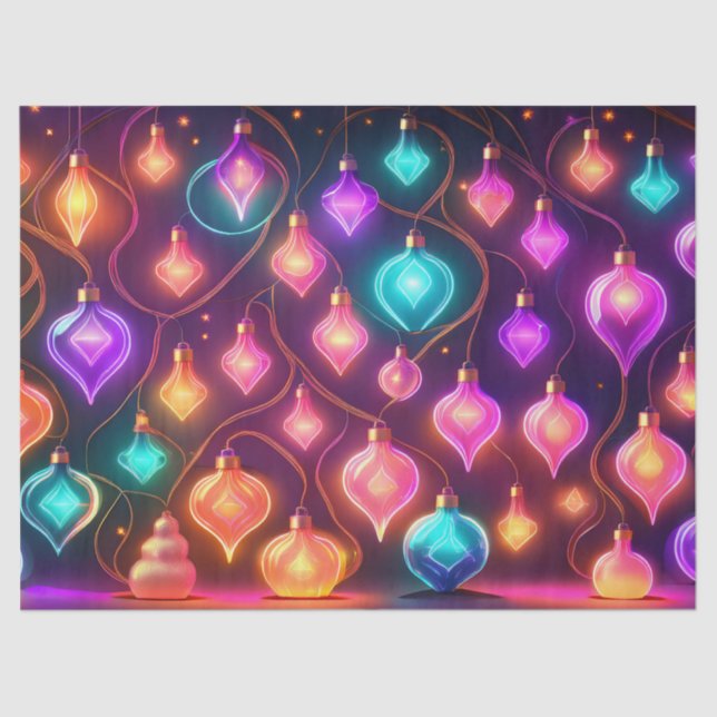 Multicolor Christmas Lights Patterned Tissue Paper (Front)