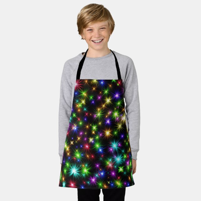 Multicolor Christmas Star Rays-57191 Apron (Worn)