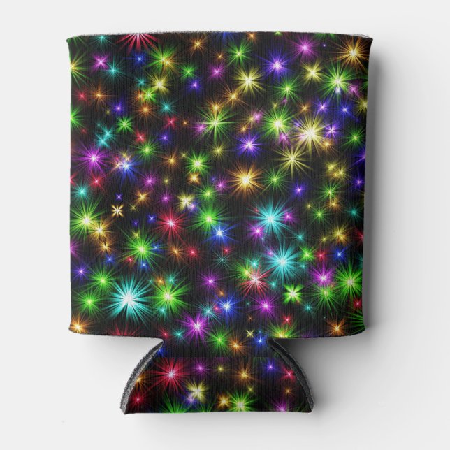Multicolor Christmas Star Rays-57191 Can Cooler (Front)
