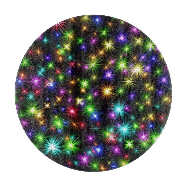 Multicolor Christmas Star Rays-57191 Cutting Board (Front)