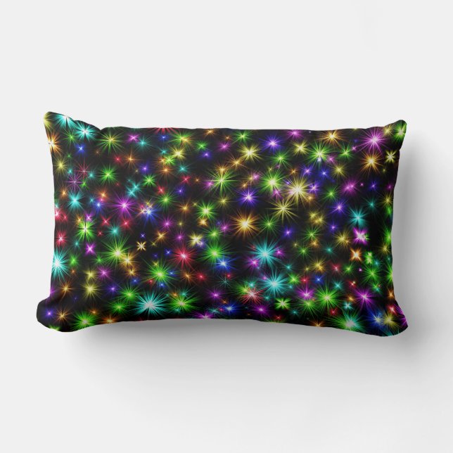 Multicolor Christmas Star Rays-57191 Lumbar Pillow (Front)