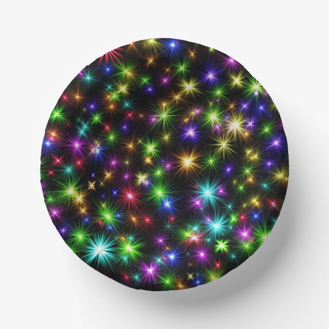 Multicolor Christmas Star Rays-57191 Paper Plate (Front)