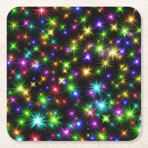 Multicolor Christmas Star Rays-57191 Square Paper Coaster