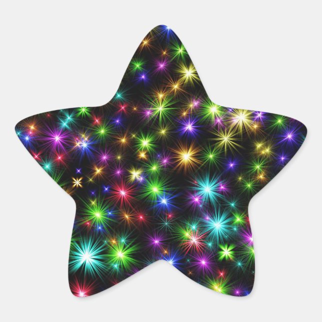 Multicolor Christmas Star Rays-57191 Star Sticker (Front)