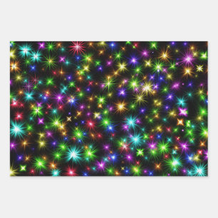 Multicolor Christmas Star Rays-57191 Wrapping Paper Sheet