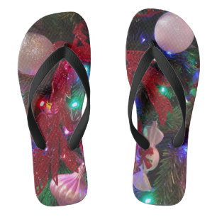 Multicolor Christmas Tree Colourful Holiday Flip Flops