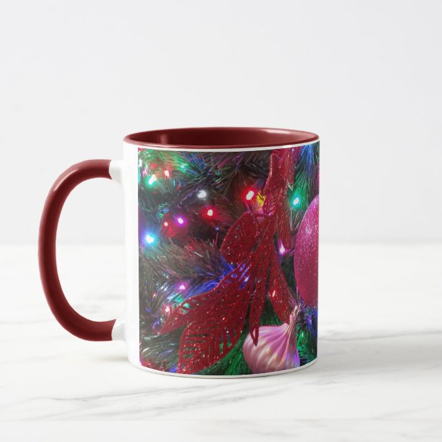 Multicolor Christmas Tree Colourful Holiday Mug (Left)