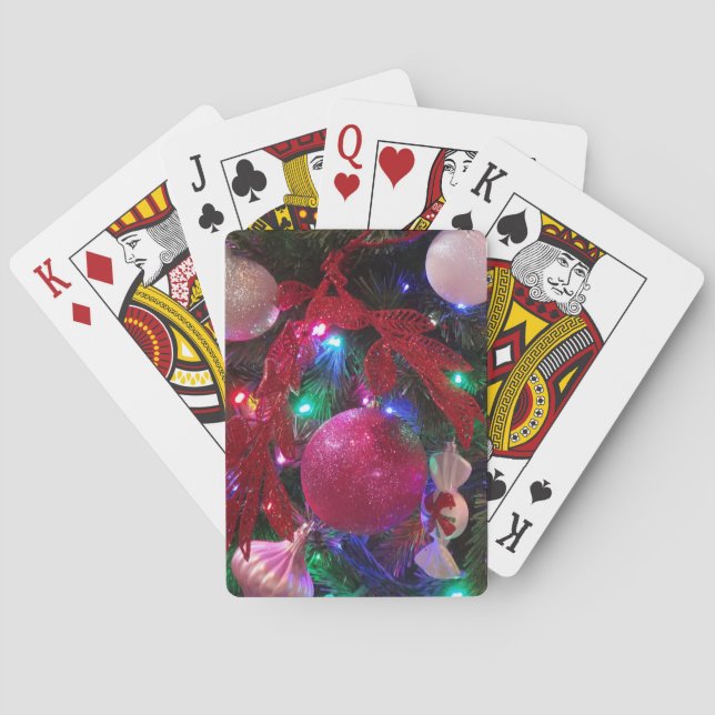 Multicolor Christmas Tree Colourful Holiday Playing Cards (Back)