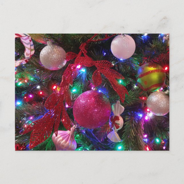 Multicolor Christmas Tree Colourful Holiday Postcard (Front)