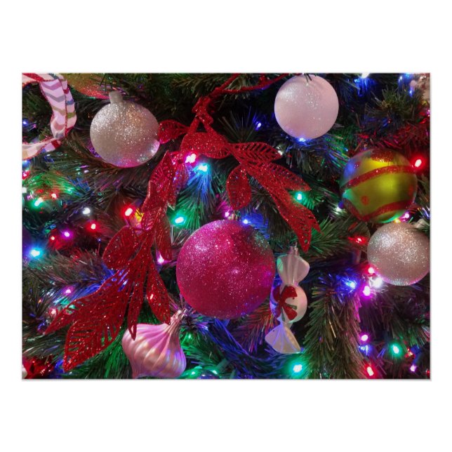 Multicolor Christmas Tree Colourful Holiday Poster (Front)