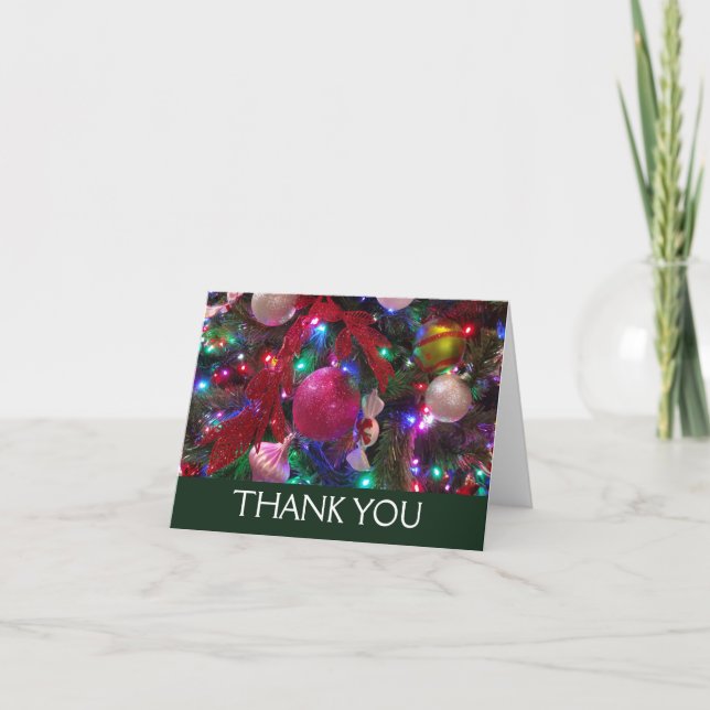 Multicolor Christmas Tree Colourful Holiday Thank You Card (Front)