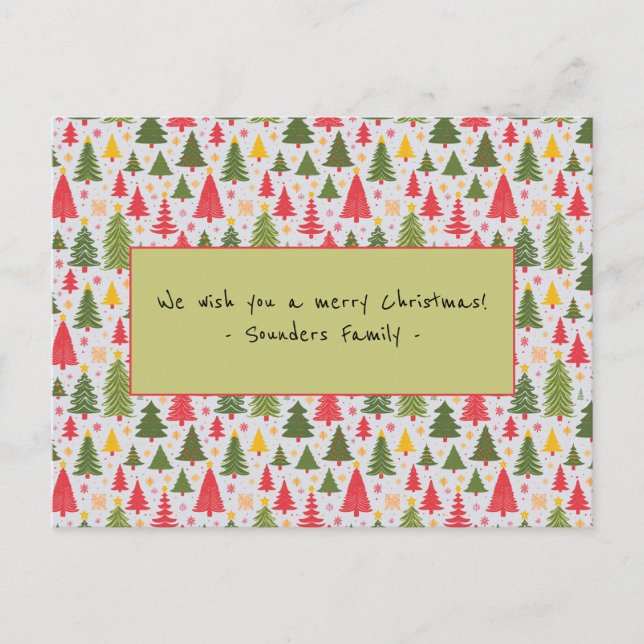Multicolor Christmas Tree Postcard (Front)