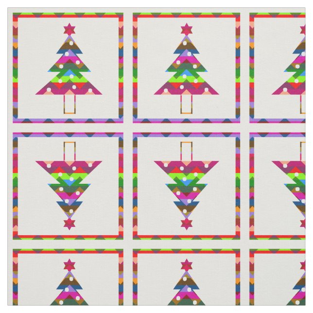 Multicolor Christmas Trees Fabric (Swatch)