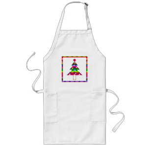Multicolor Christmas Trees Long Apron