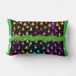 Multicolor Christmas Trees  Lumbar Pillow
