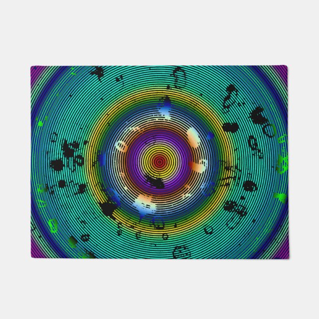 Multicolor Circled Abstract Art Doormat (Front)