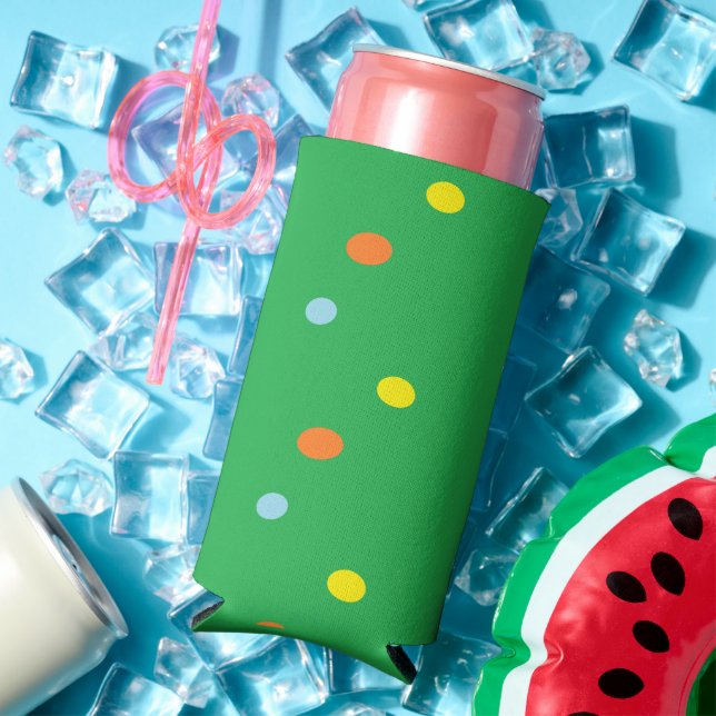 Multicolor circles on green seltzer can cooler (In Situ Summer)