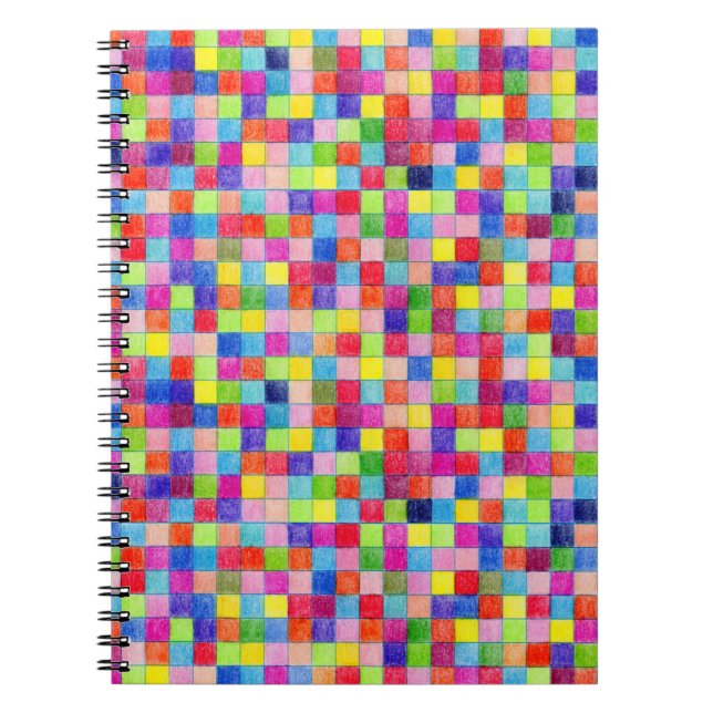 Multicolor Coloured In Graph Paper Squares Pattern Notebook (Front)