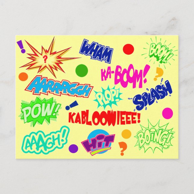 Multicolor Comic Call-outs Postcard (Front)