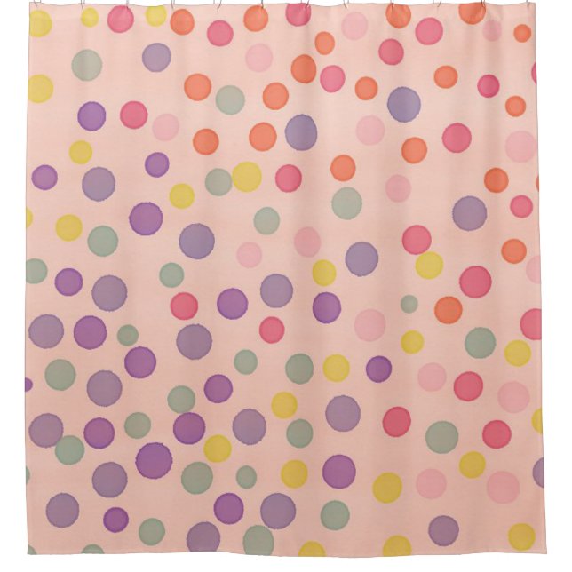 Multicolor confetti dots on salmon pink (Front)
