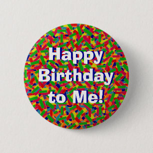 Multicolor Confetti "Happy Birthday!" 2 Inch Round Button