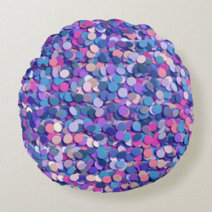 Multicolor Confetti Round Pillow