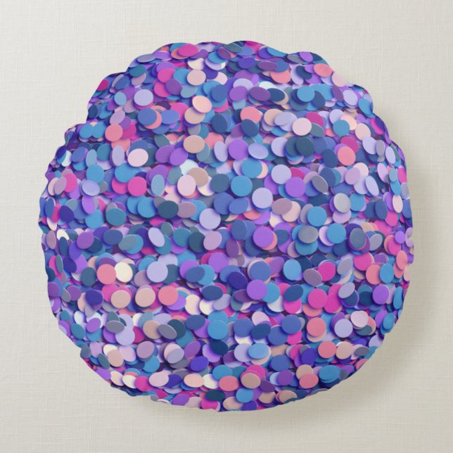 Multicolor Confetti Round Pillow (Front)