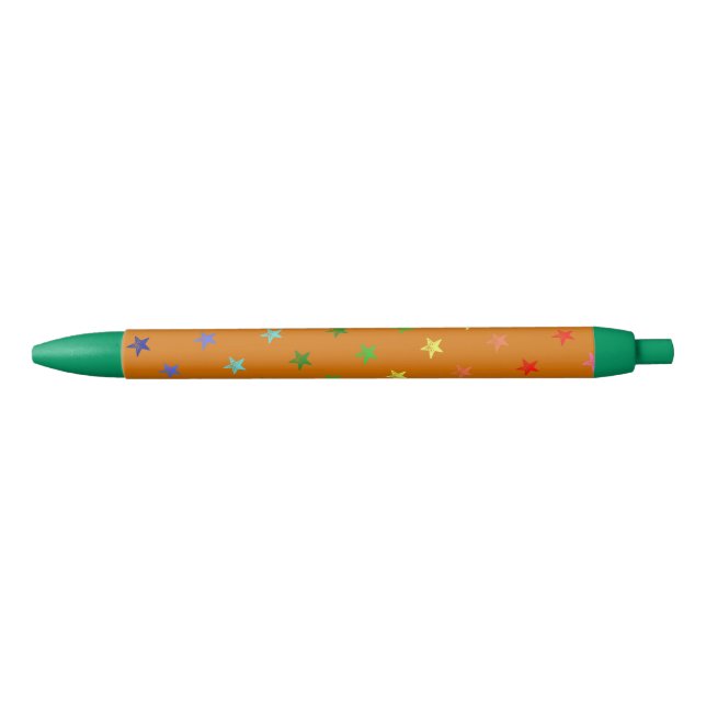 Multicolor Crayon Stars Black Ink Pen (Front)