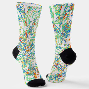 Multicolor Curvy Lined Pattern - Retro Color Socks
