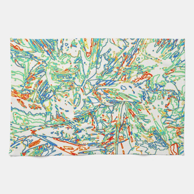 Multicolor Curvy Lined Pattern - Retro Colour Kitchen Towel (Horizontal)