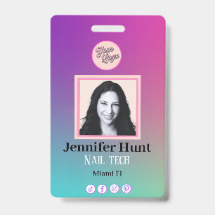 Multicolor Custom Photo stylish simple minimalist  Badge