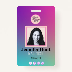 Multicolor Custom Photo stylish simple minimalist Badge