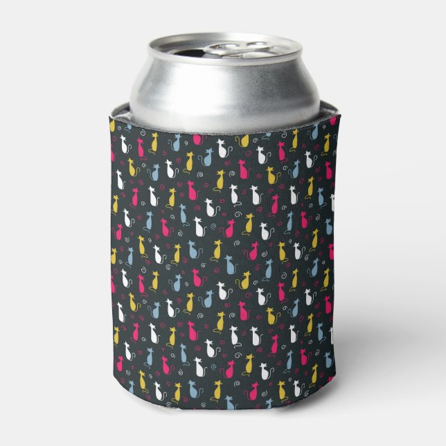 Multicolor cute cat pattern can cooler (Can Front)