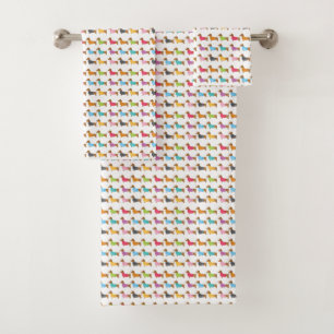 Multicolor Dachshunds Bath Towel Set