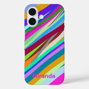 Multicolor diagonal line pattern  iPhone 16 case
