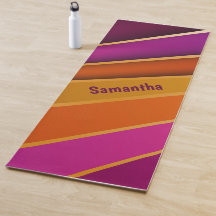 Multicolor diagonal stripes Pink Purple Yoga Mat