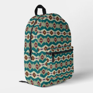 Multicolor diamond shapes patterned printed backpack