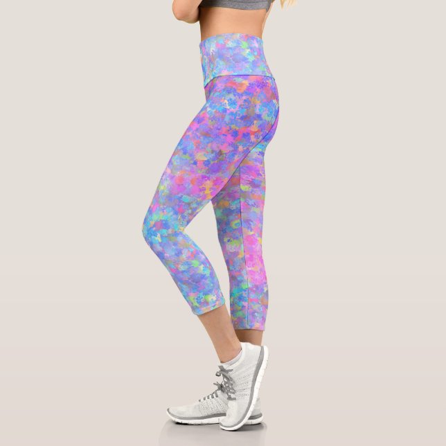Multicolor Dot Art Capri Leggings (Left)