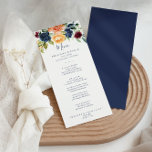 Multicolor Elegant Floral Dinner Menu<br><div class="desc">This multicolor elegant  floral dinner menu card is perfect for a modern wedding. The design features neatly hand-drawn bouquets of pink,  blush,  yellow,  burgundy,  red,  indigo flowers and green foliage,  inspiring natural beauty. This menu can be used for a wedding reception,  rehearsal dinner,  bridal shower or any event.</div>