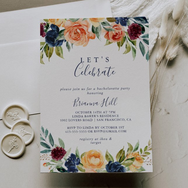 Multicolor Elegant Floral Let's Celebrate Party  Invitation (Creator Uploaded)