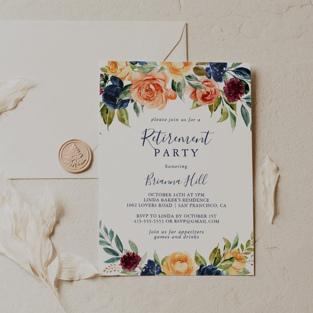 Multicolor Elegant Floral Retirement Party  Invitation (Creator Uploaded)
