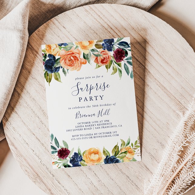 Multicolor Elegant Floral Surprise Party  Invitation (Creator Uploaded)