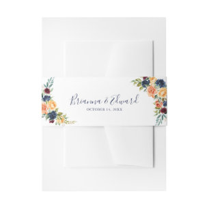 Multicolor Elegant Floral Wedding  Invitation Belly Band