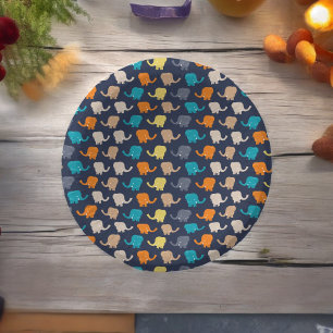 Multicolor Elephant Cartoon Paper Plate
