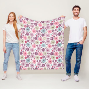 Multicolor ethnic pastel floral seamless fleece blanket