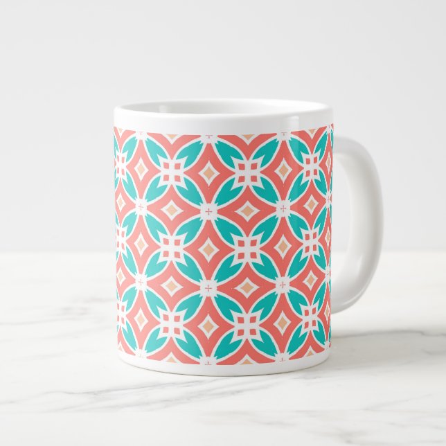 Multicolor Ethnic Pattern Large Coffee Mug (Front Right)