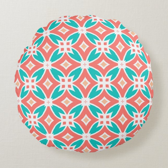 Multicolor Ethnic Pattern Round Pillow (Front)