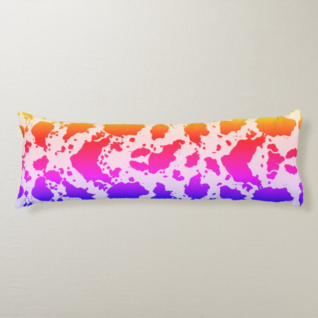 Multicolor Exotic Cow Print Body Pillow (Front)