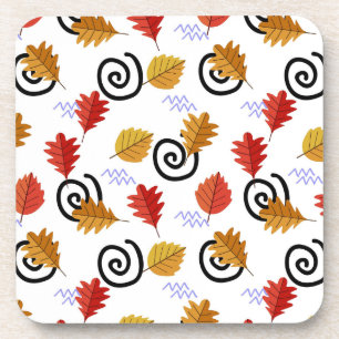 Multicolor Fall Geographic Leaves Coaster